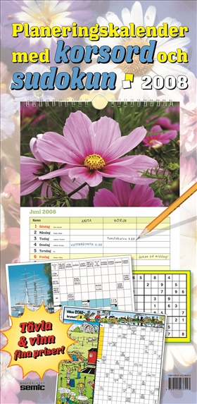 Planeringskalender med korsord och sudokun 2008