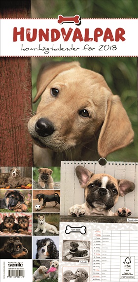 Hundvalpar kom-ihåg-kalender 2018