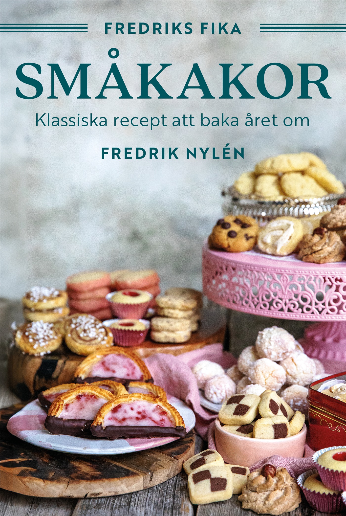Omslag: Fredriks fika : småkakor - från hallongrottor till jitterbuggare och chocolate chip cookies