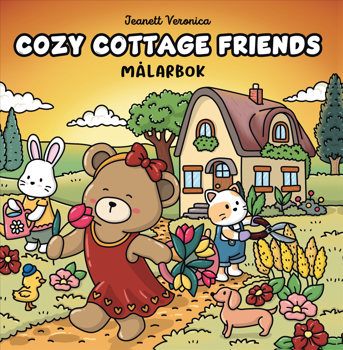 Omslag: Cozy Cottage Friends : Målarbok